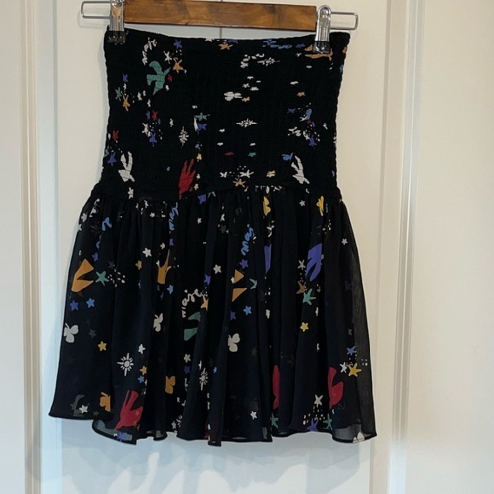 Maje Lucky Logo Printed ruffled skirt size 1 S small smocked tiered Boho